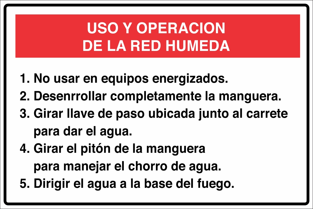 Señalética y Letreros Uso y Operación De La Red Húmeda (EDI-0063)