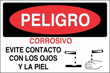 Señalética y Letreros Peligro Corrosivo Evite Contacto Con Los Ojos y La Piel (ST-0036)